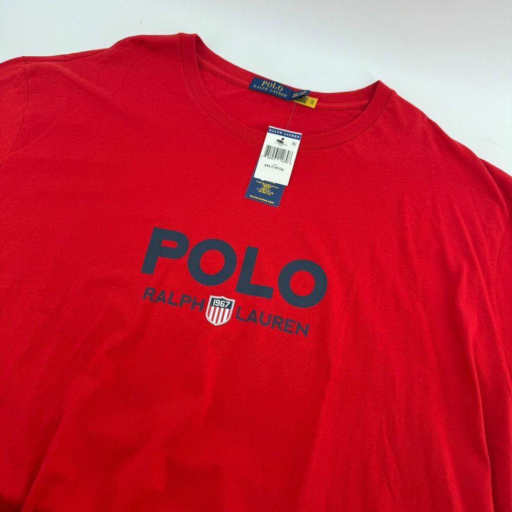 Polo Ralph Lauren Mens 4XLT Red Logo Graphic T-Shirt Big & Tall 1967 Crest NEW